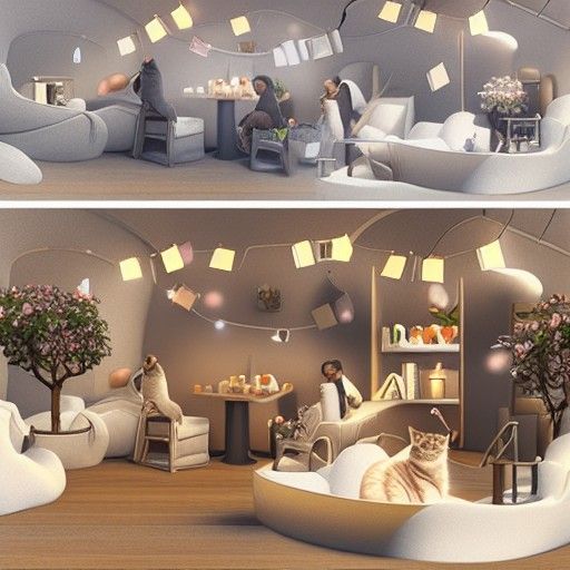 Cozy Cat Cafe in Detailed Matte Painting