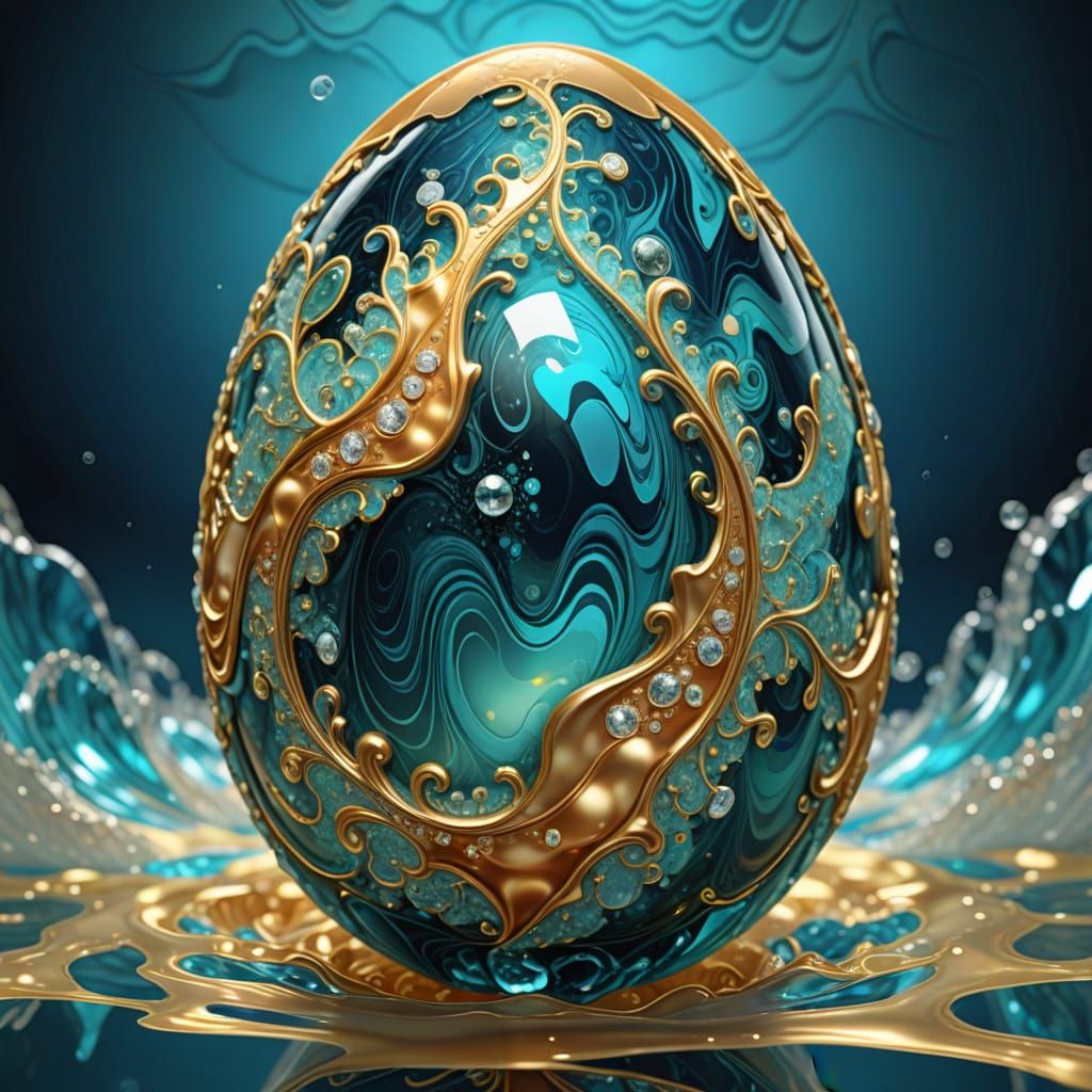 Glowing Fabergé Egg in Crystal Caribbean Sea