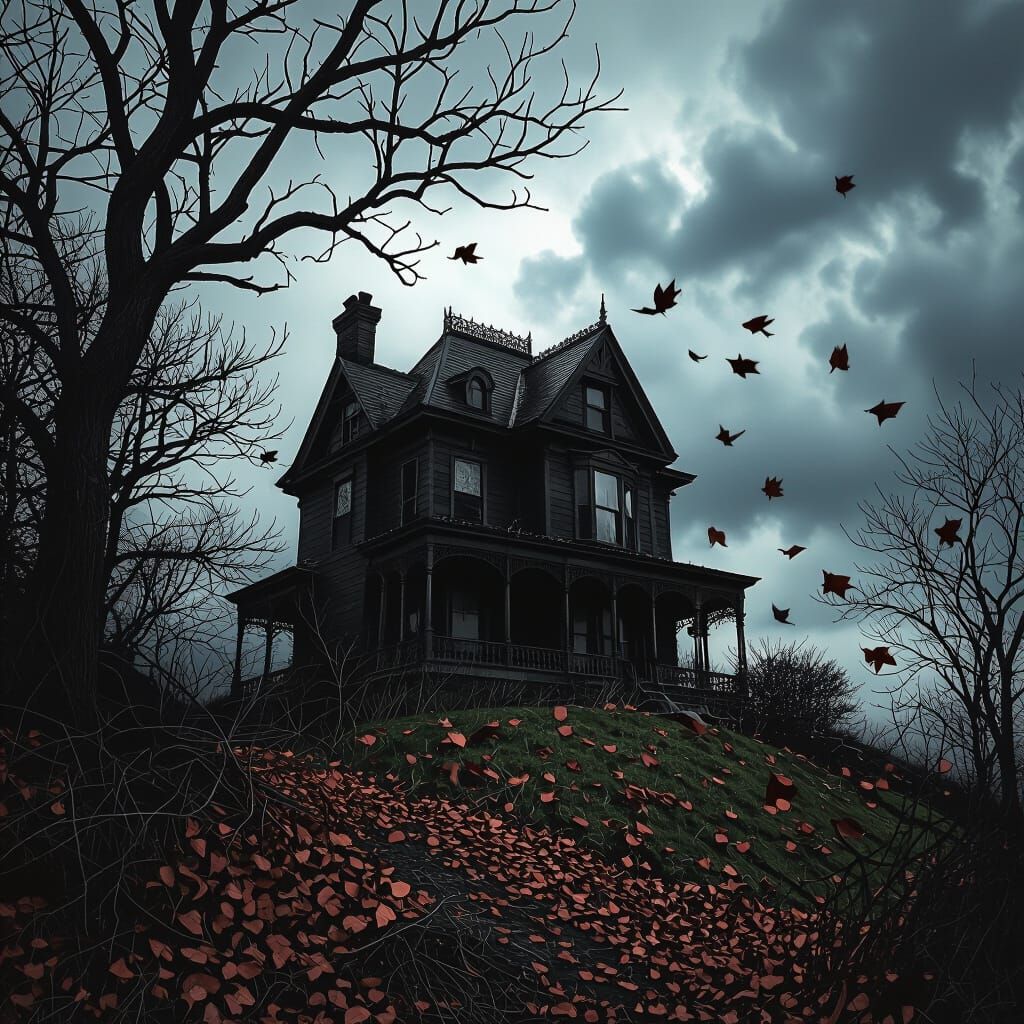 Ominous Victorian House in Gothic Horror Style
