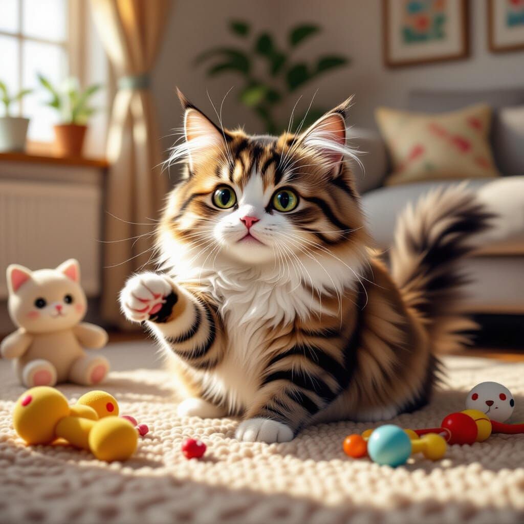 Adorable Cat Portrait in Hyperrealistic Style