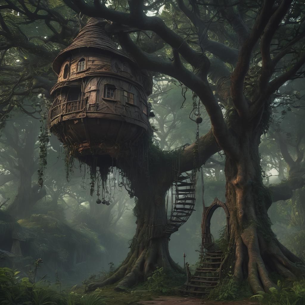 Witch's Cauldron Treehouse: Epic Digital Matte Painting