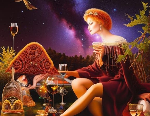 Surreal Wine Dreamscape in Digital Art Style