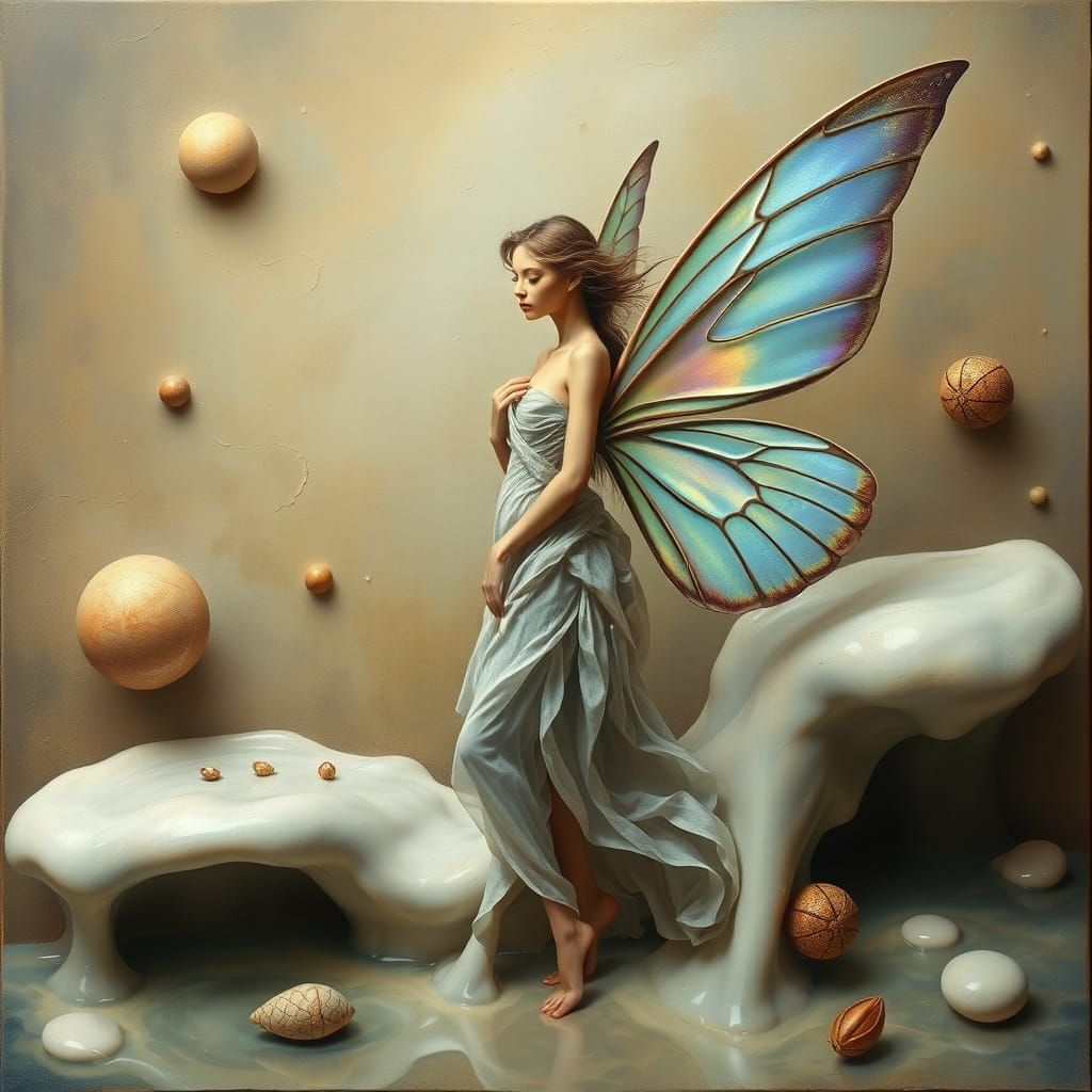 Ethereal Fairy Dances in Dreamlike Surrealist Landscape