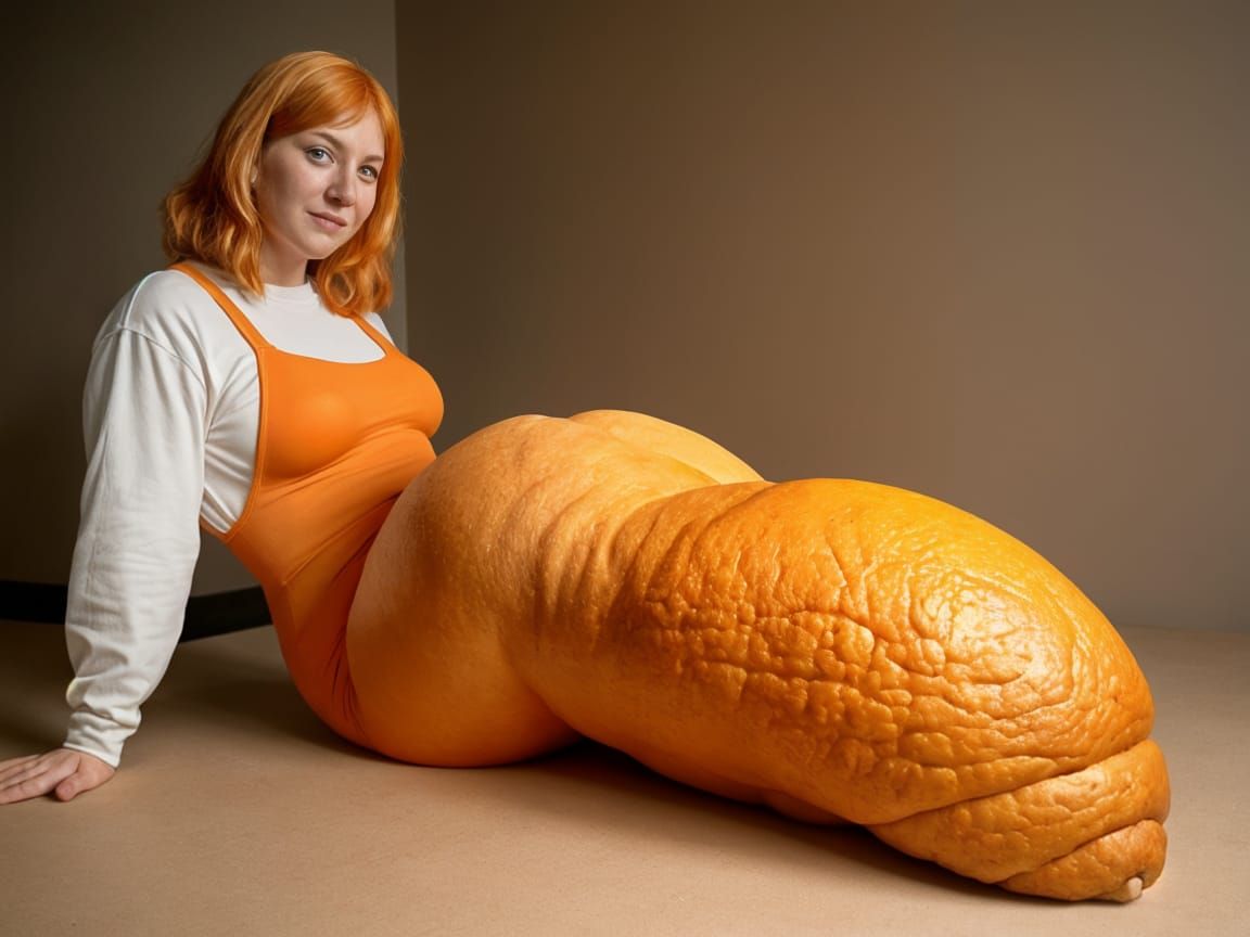 Humorous Giant Orange Fartloaf Character