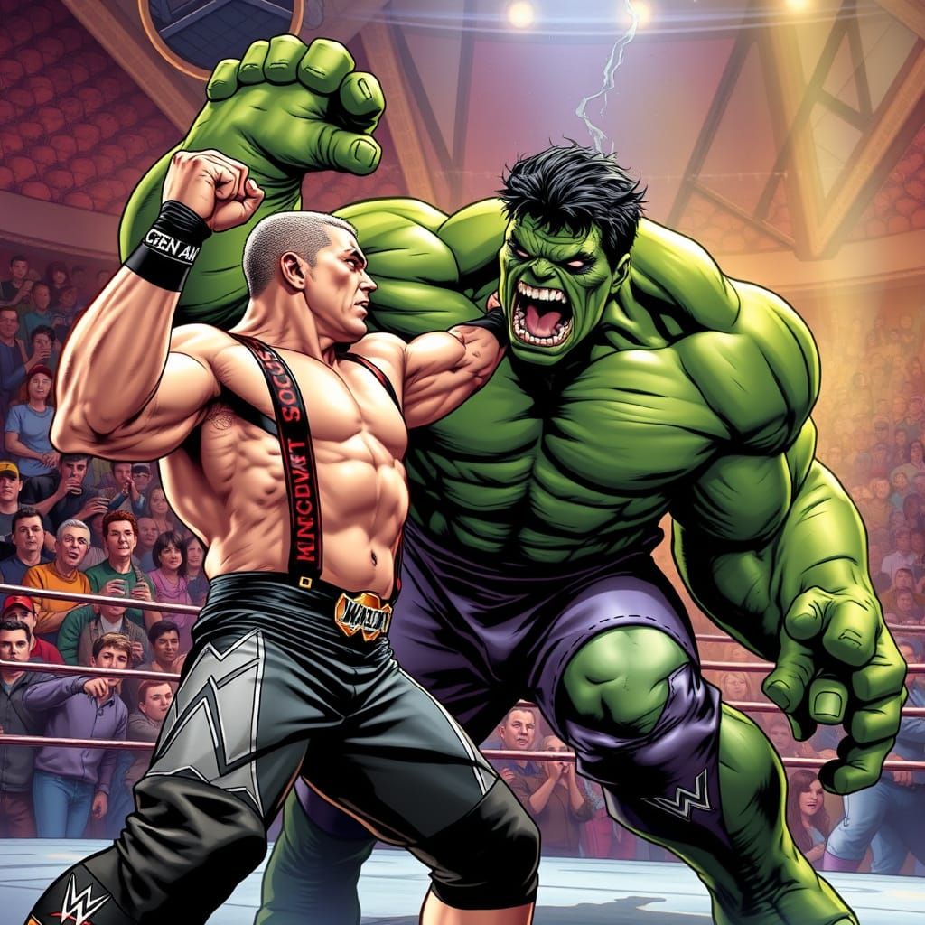 WrestleMania: Wrestler Battles Green Giant in Comic Style