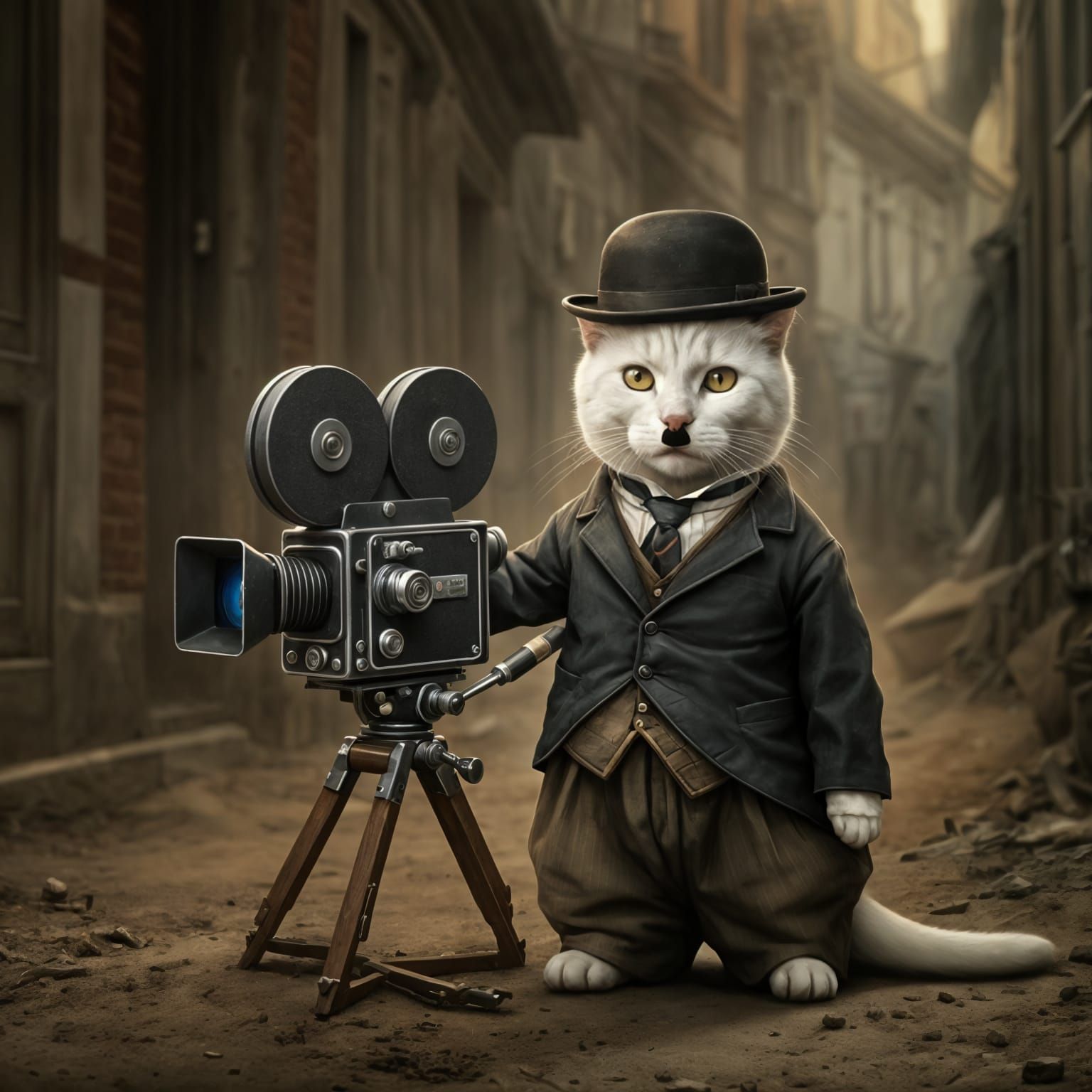 Vintage Film Star Cat Captured on Set