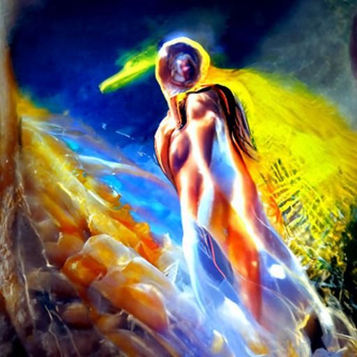 Divine Corn Goddess in Astral Oil Painting