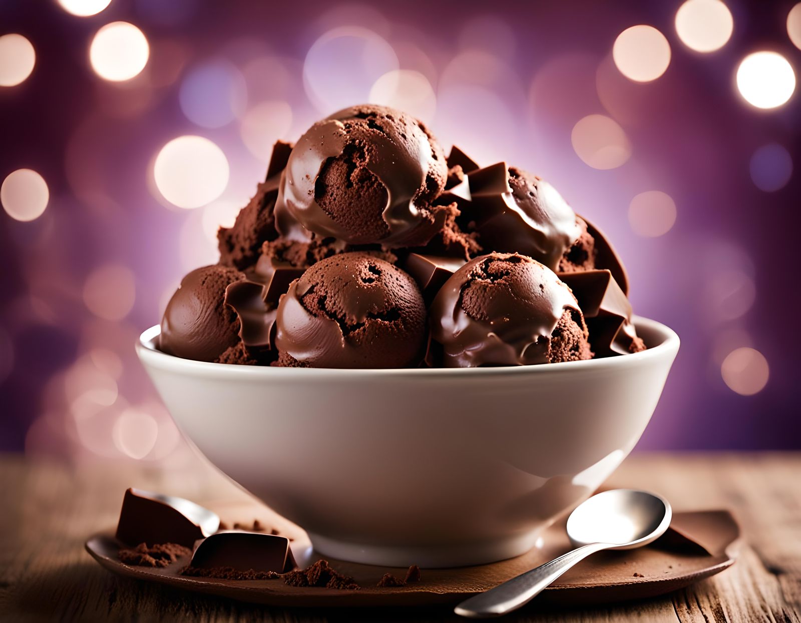 Bowl of Chocolate Ice Cream, Professional Photography