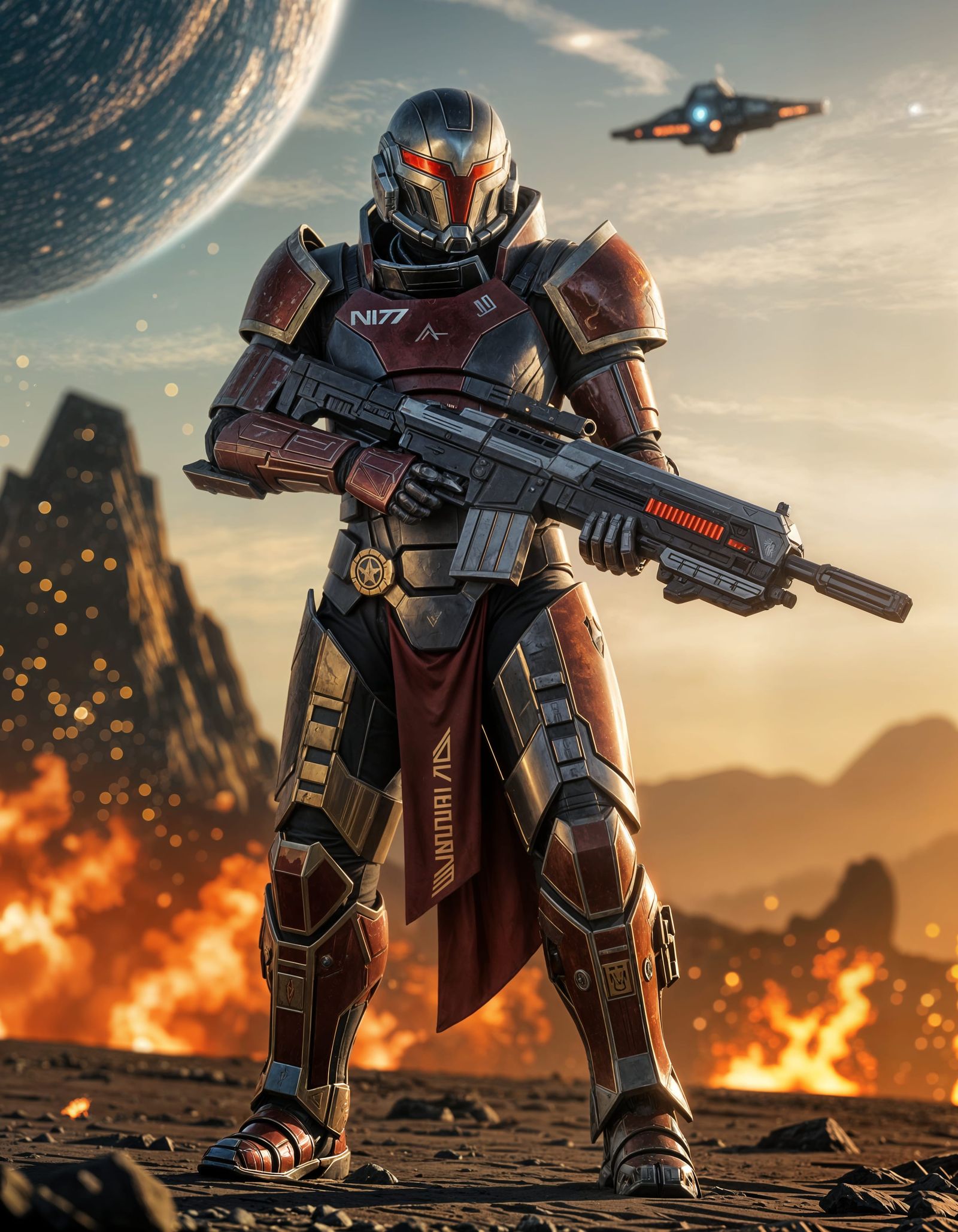 Commander Shepard in Ornate Medieval N7 Armor