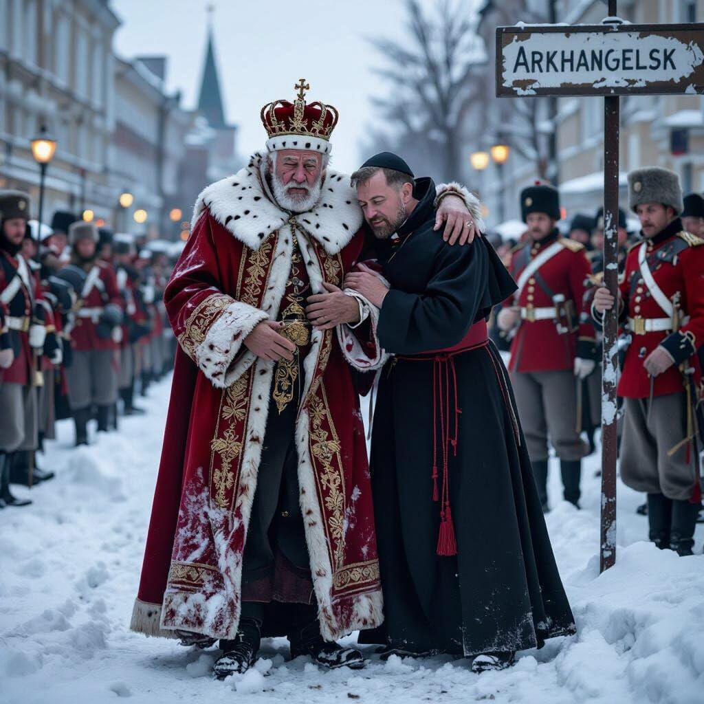 Icy Caricature of Frail King in Arkhangelsk