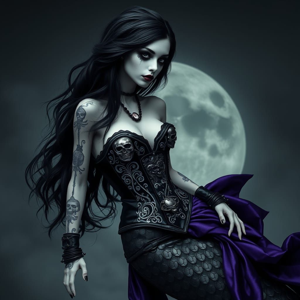 Gothic Mermaid in Dark Romanticism Style