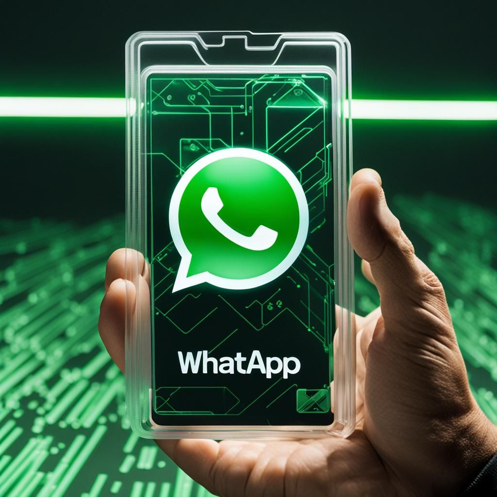 WhatsApp Hologram Card with Profile Photo in Detailed Digita...