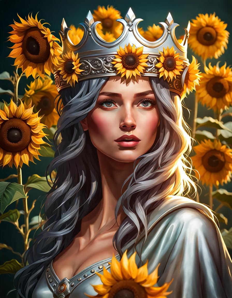 Girl with Silver Crown: Hyperdetailed Concept Art
