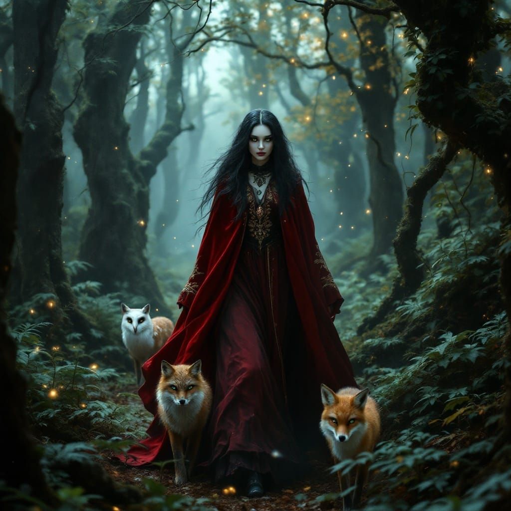 Ethereal Witch Emerges from Whimsical Forest in Cinematic St...