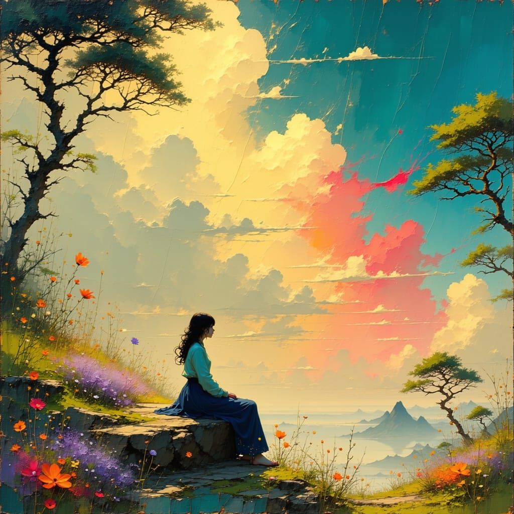 Ethereal Dreamscape in Vibrant, Kaleidoscopic Colors