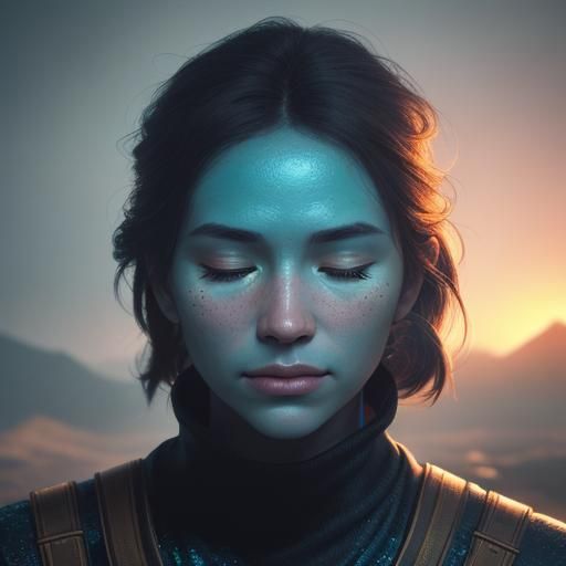 Nostalgic Portrait in Golden Light, Hyperrealistic Digital A...