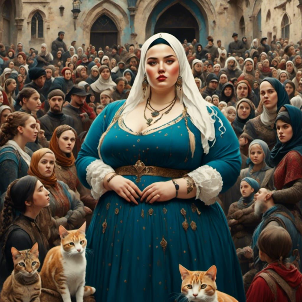 Goth Freckled Man with Dreadlocks in Medieval Crowd