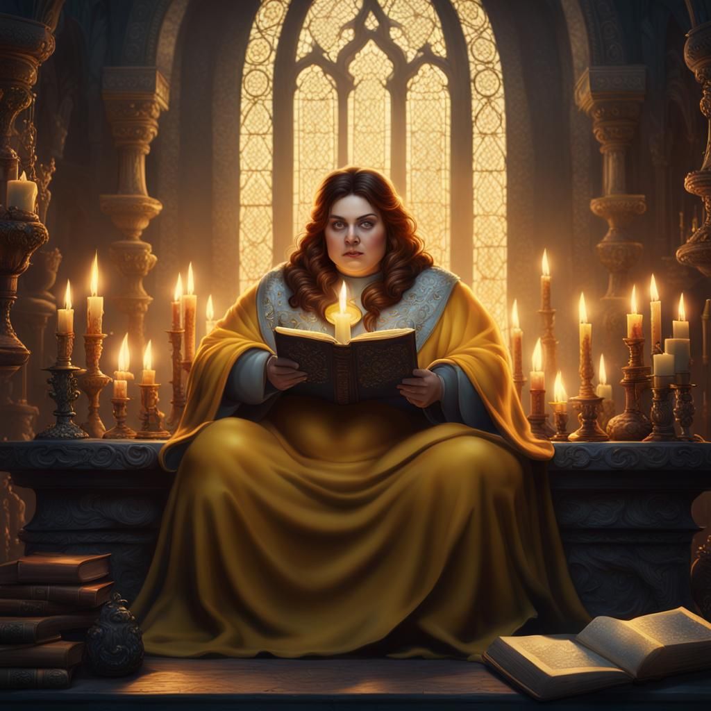 Mystical Woman with Book in Fantasy Concept Art