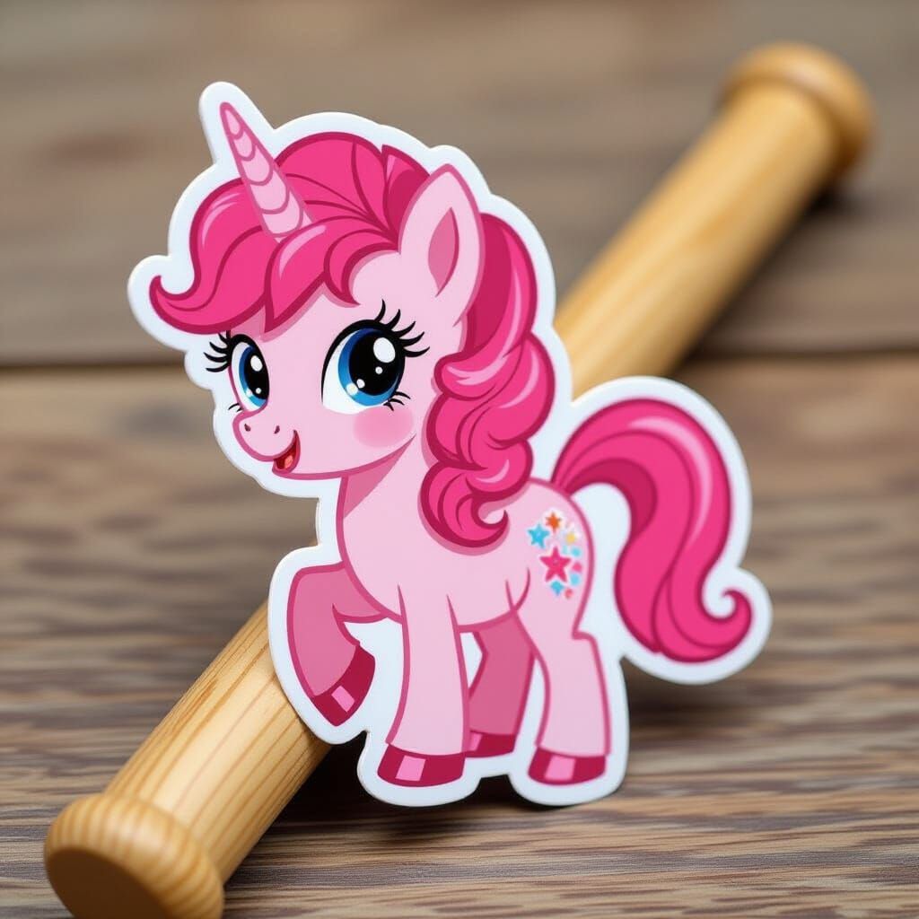 Cudgel Adorned with Pink Pony Sticker