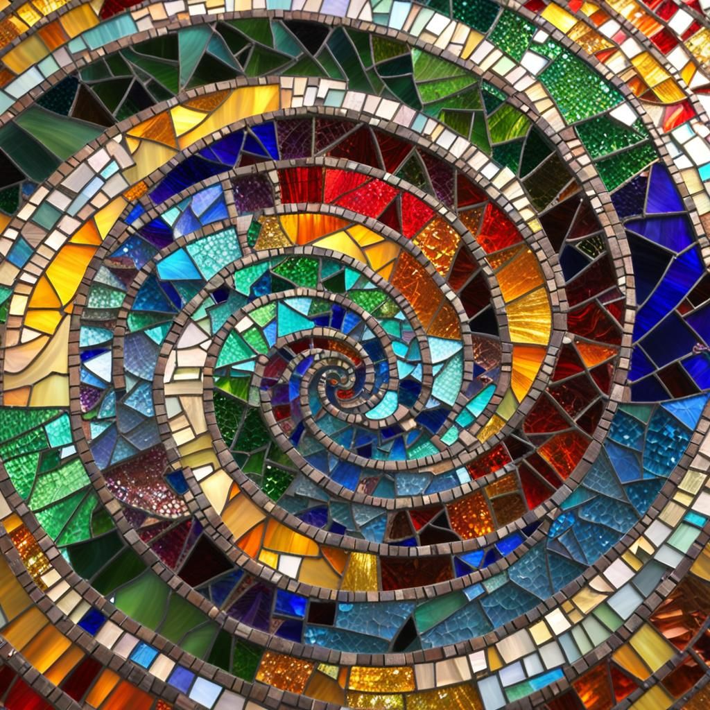 Perfect Spiral Stained Glass Mosaic Window