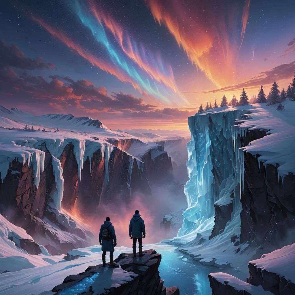 Icy Abyss: Hyperrealistic Digital Art with Aurora