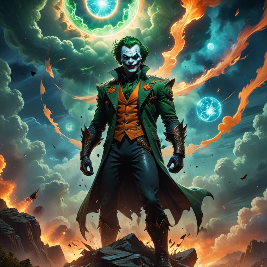 Epic Fantasy Villain Triumphs Amidst Cosmic Clouds in Frazet...