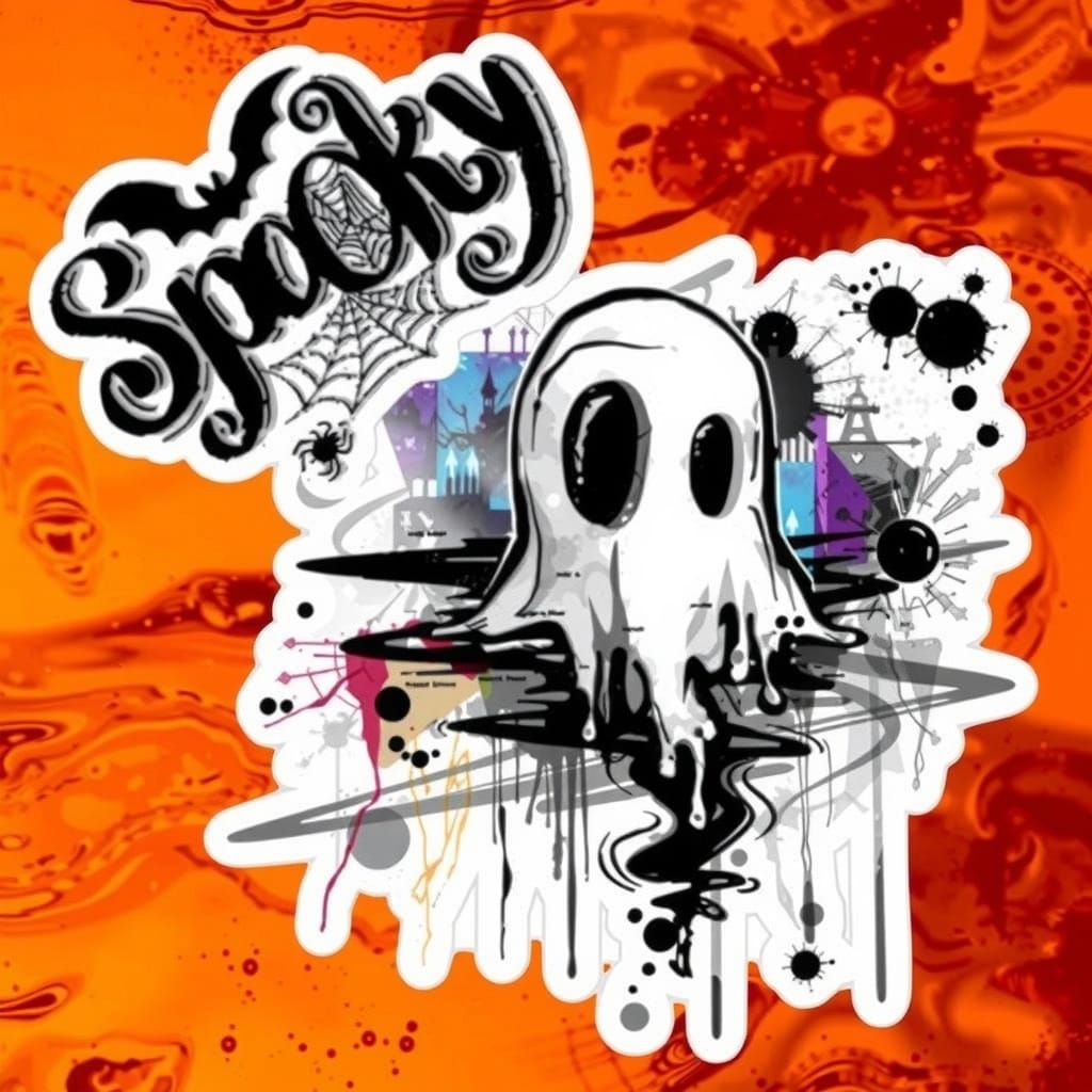 Creepy Bat Amidst Swirling Orange Horror Scene