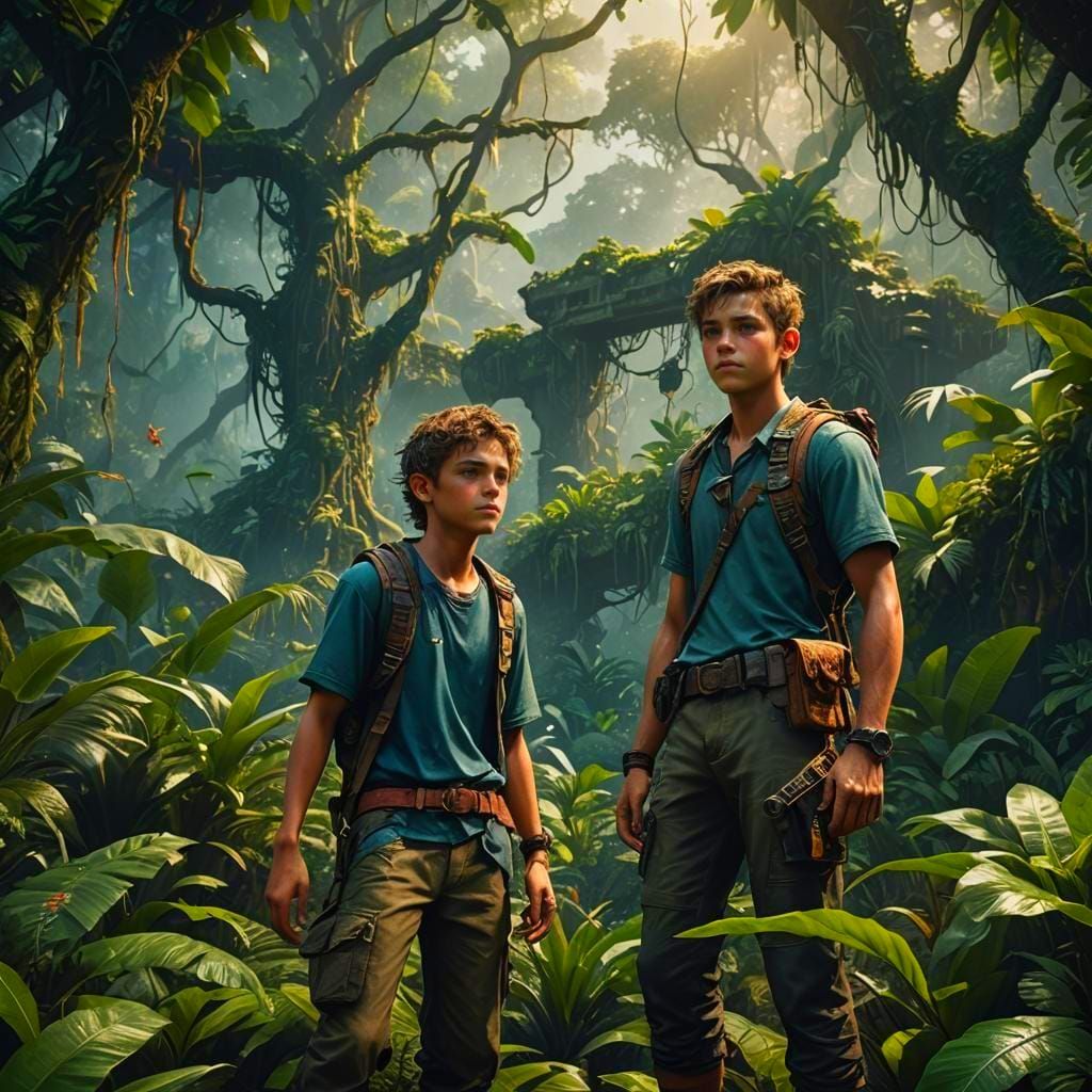 Beautiful Boy in Jungle: Fantasy Concept Art