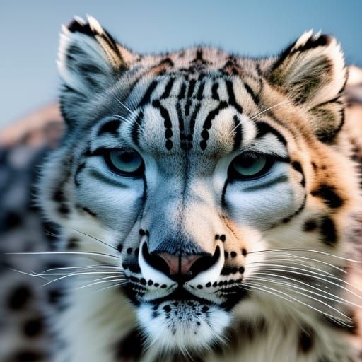 Hyperrealistic Snow Leopard Portrait in Nature