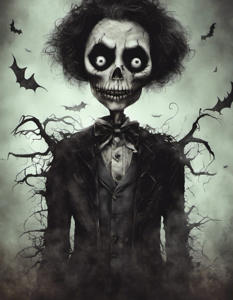 Tim Burton Style Halloween Horror Scene