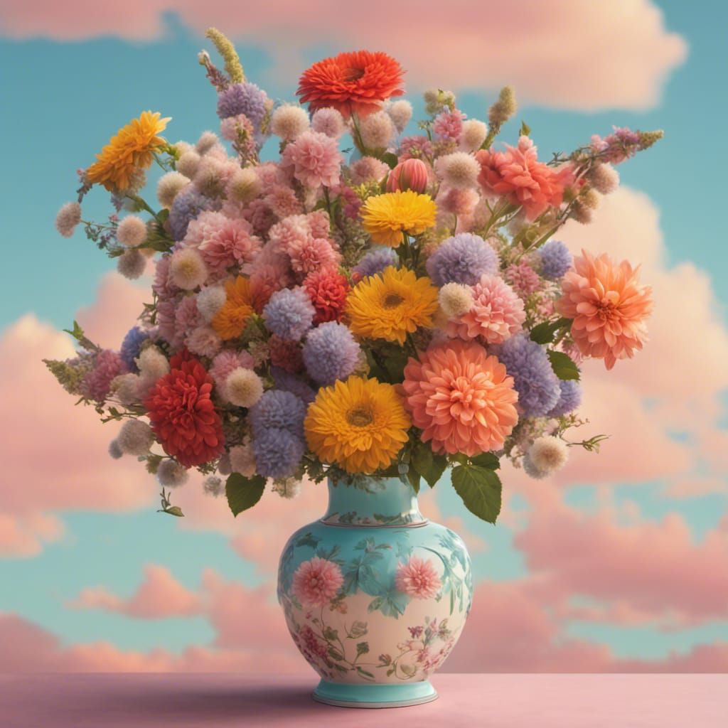 Pastel Bouquet in Wes Anderson Style