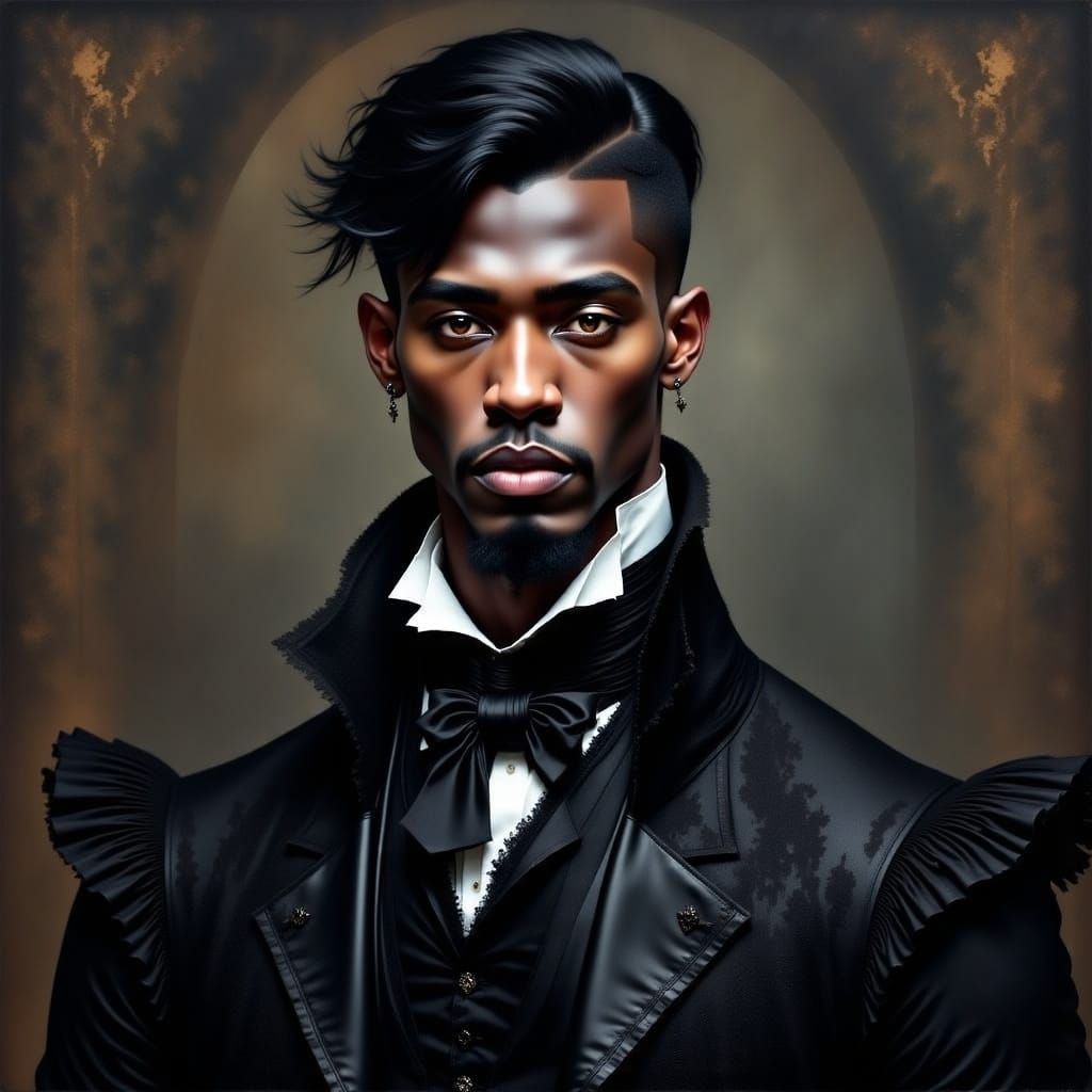 Victorian Gentleman Portrait with Ruffled Lace