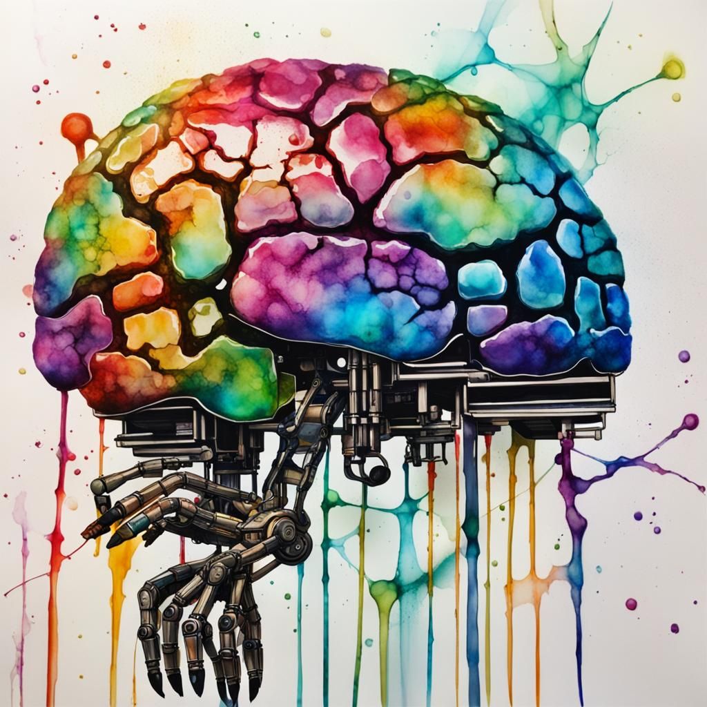 Bio Art: Robotic Brain Under Attack in Alcohol Ink