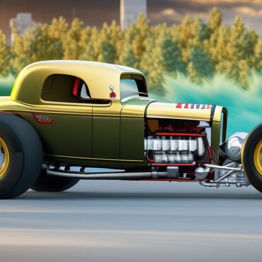 1932 Deuce Coupe Hotrod in Pop Art Style