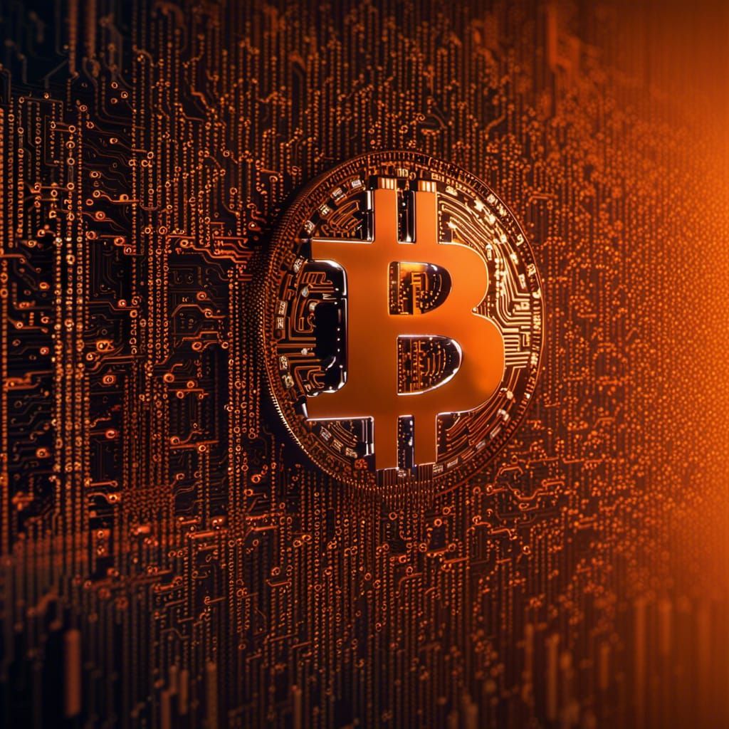 Bitcoin Logo in Flowing Matrix Code, Hyperrealistic Style