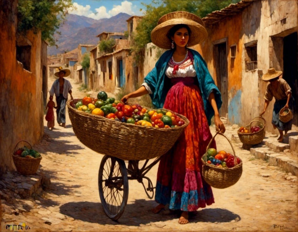 mexican woman with baskets