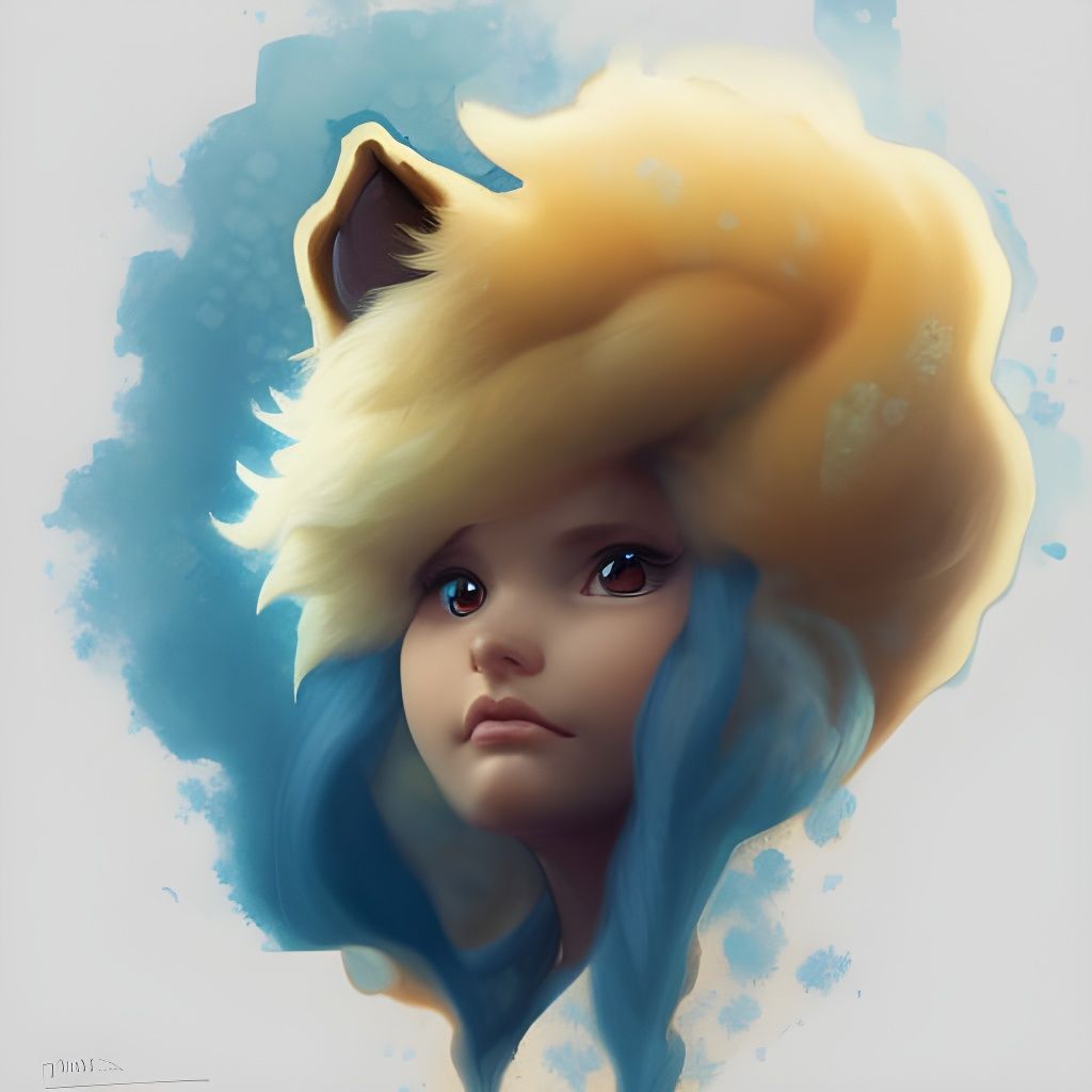 Detailed Fox-Girl Portrait in Art Nouveau Style