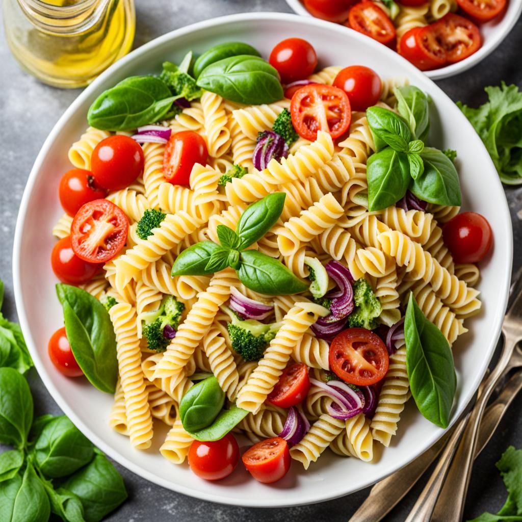 Pasta and Salad Still Life