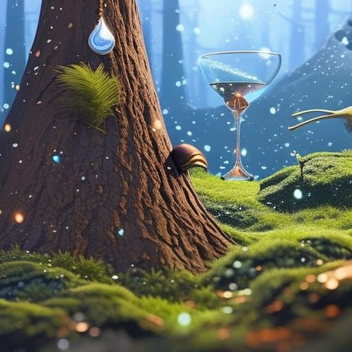Snail on Hourglass in Snowy Forest: Hyperrealistic Splash Ar...