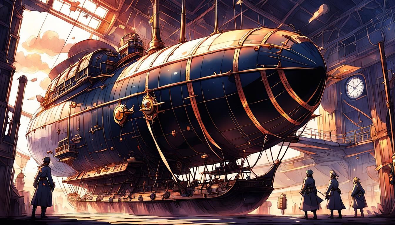 Anime Style Airship Fantasy Illustration