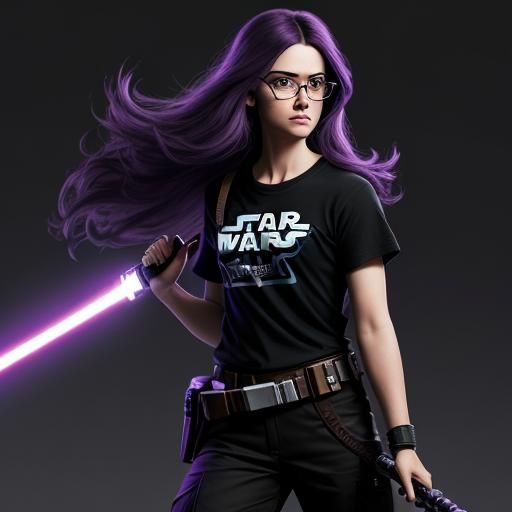 Star Wars Geek Girl with Lightsaber in HDR