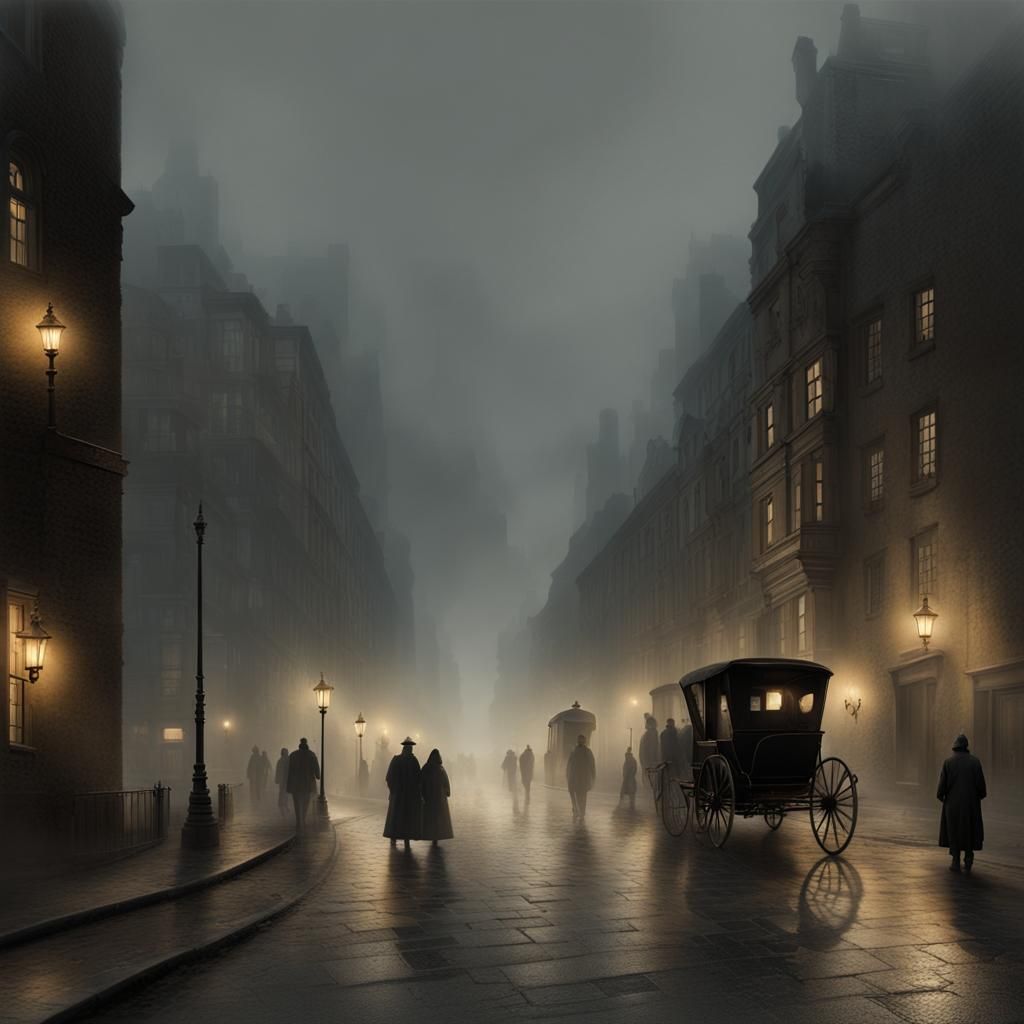 Gloomy 1600s Urban Landscape with Fog