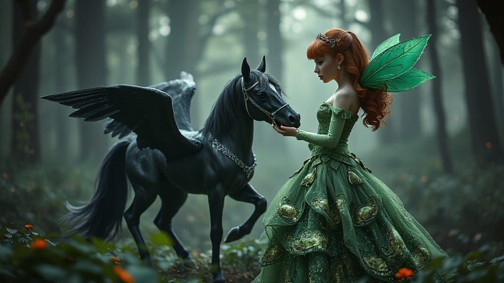 Princess Bubble Meets Pegasus in Mystical Glade