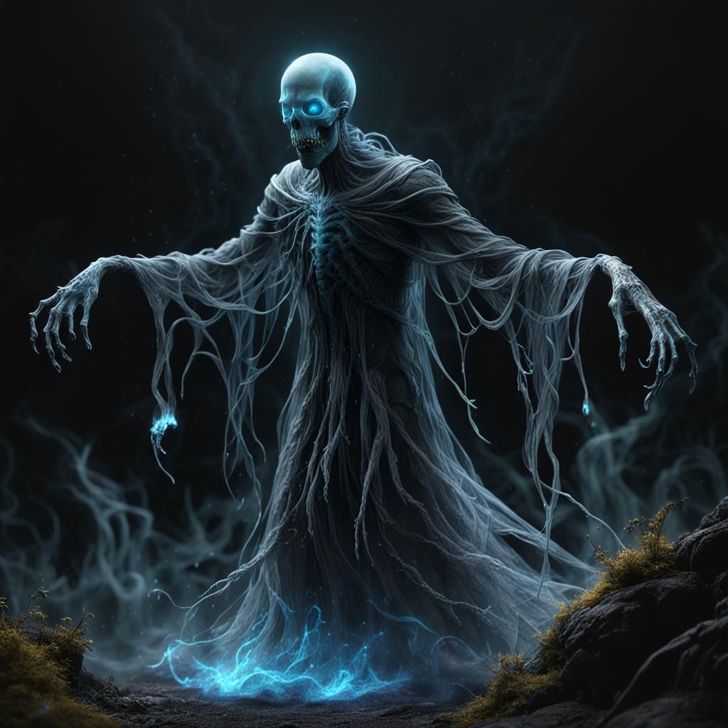 Ethereal Will-o'-the-Wisp on Black Background