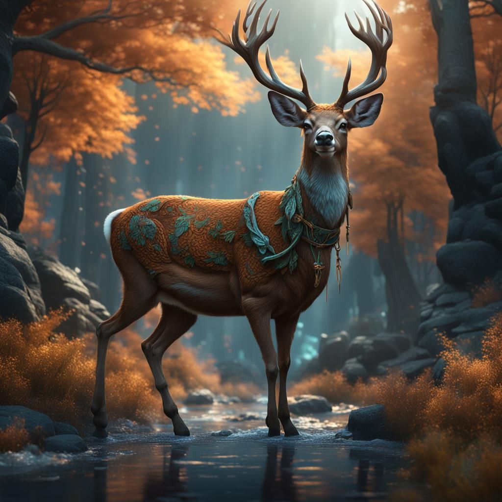 Detailed Matte Painting of a Female Deer