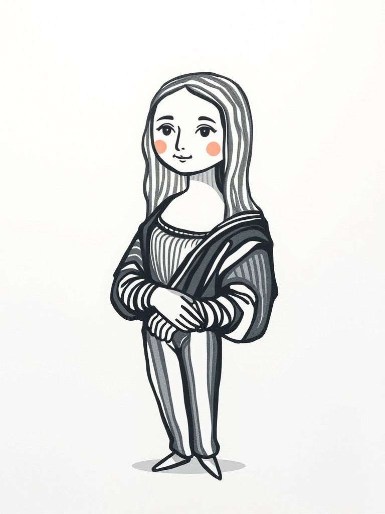 Stick Figure Mona Lisa Doodle Art