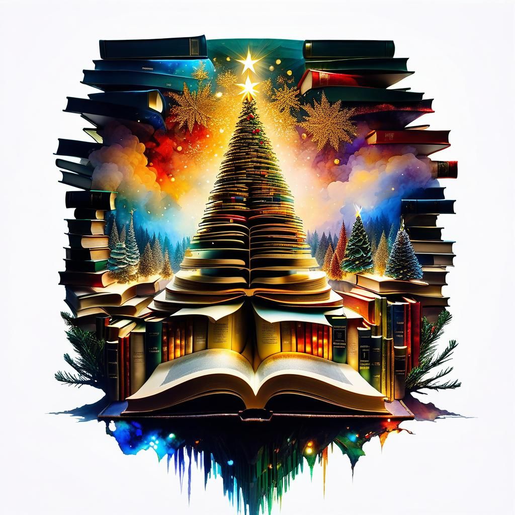 Book Christmas Tree: Klimt-Inspired Alcohol Ink Art