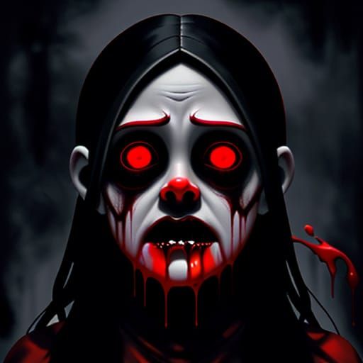 Gothic Horror Art: Woman Terrified by Santa Claus