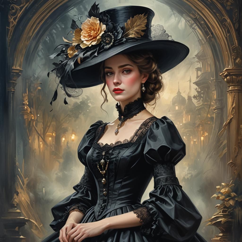 Elegant Victorian Woman in Fantasy Portrait