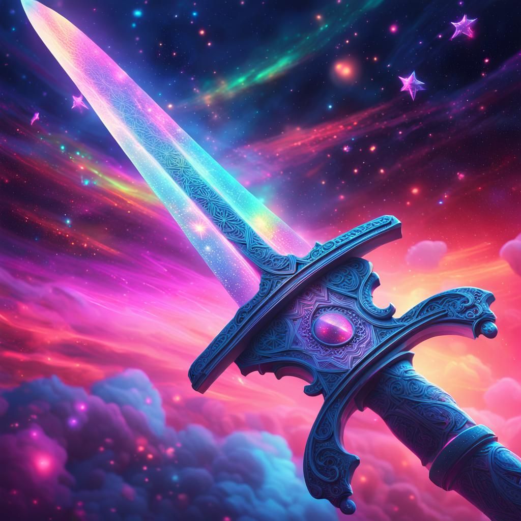 Astral Surrealism: Narsil Sword in Cosmic Dreamscape